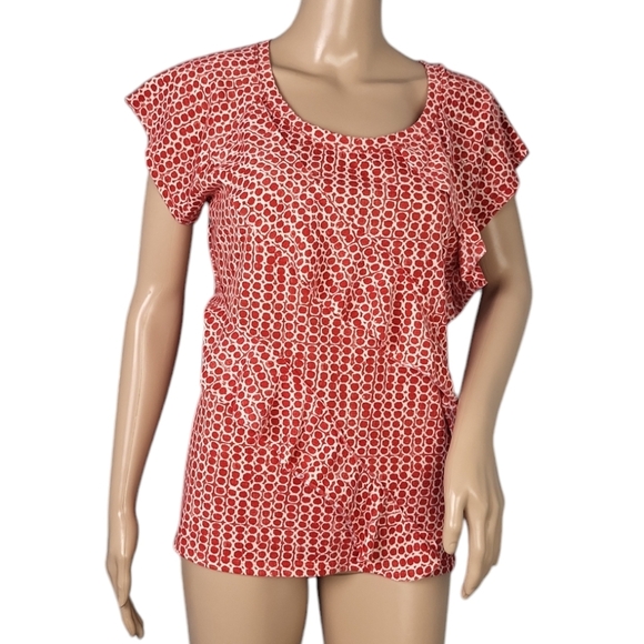 Bass Red White Dots Ruffle Blouse - Picture 1 of 3